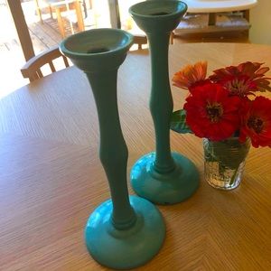 Vintage Turquoise Candlesticks.